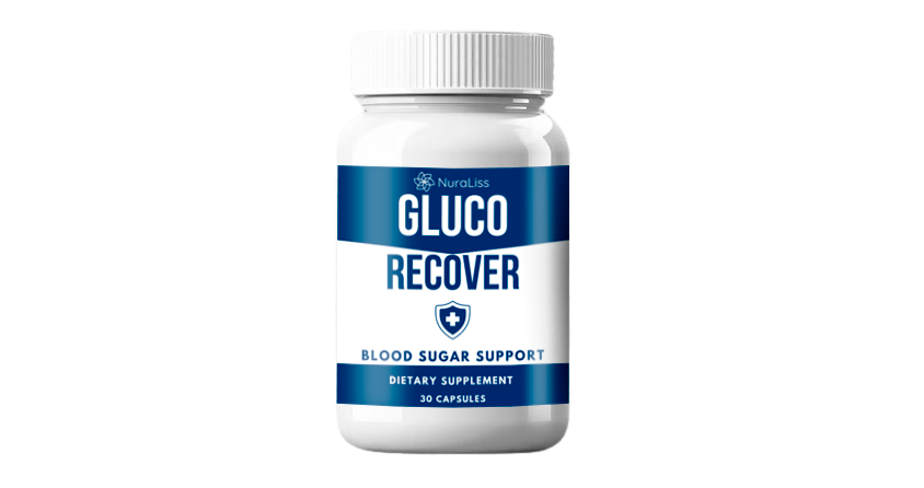 Gluco Recover blood sugar support supplement bottle with berberine and cinnamon, 30 capsules